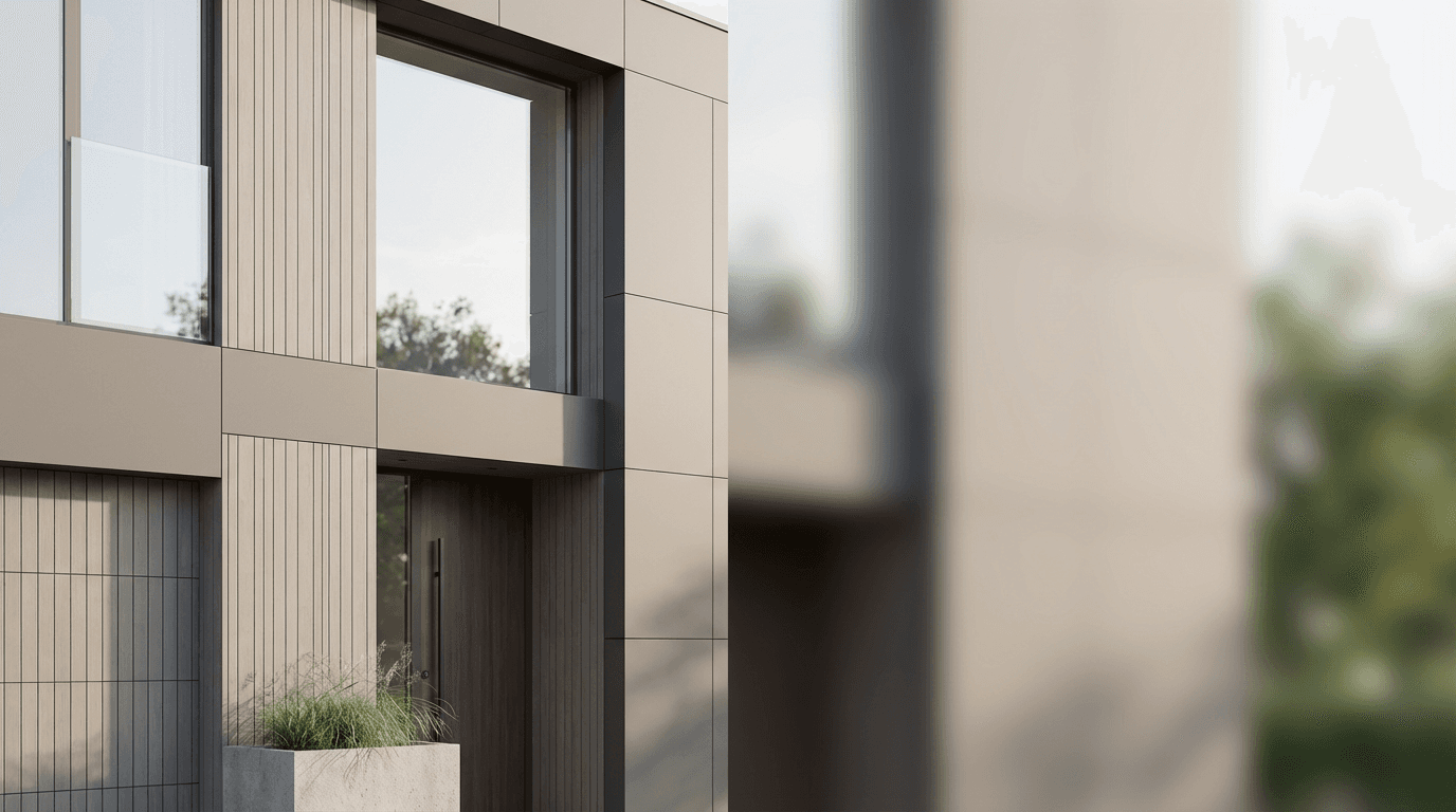 Modern residential home exterior in natural daylight